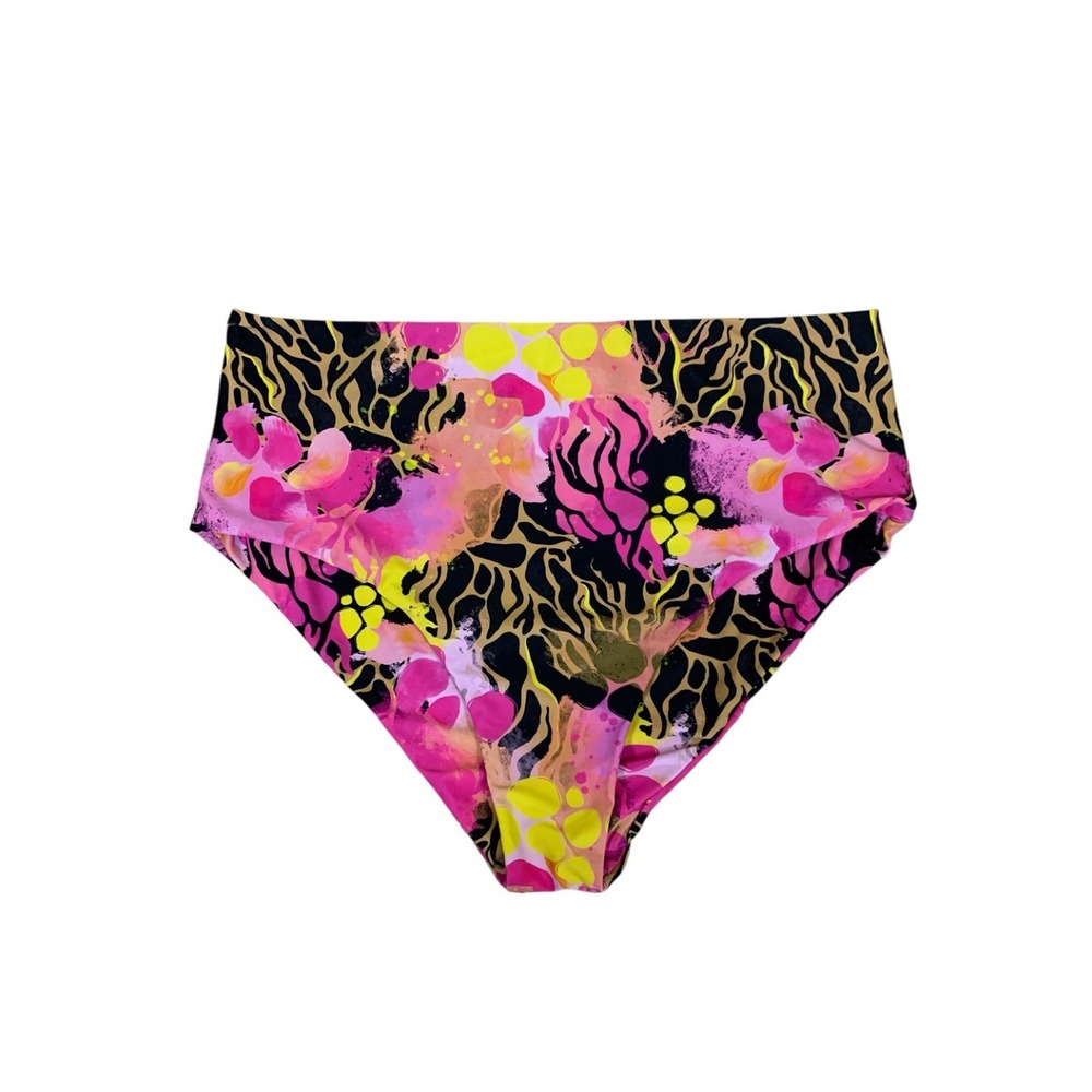 Infamous Swim Womens 3XL Kasey Rainbow Print High Rise Swim Bottoms